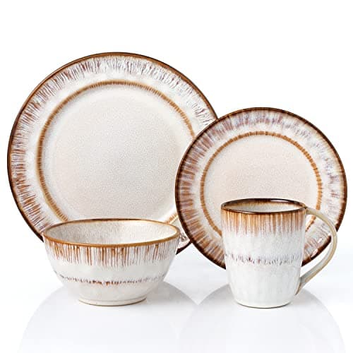 Revised title: Lorren Home Trends 16-Piece Stoneware Set in Mocca Swirl