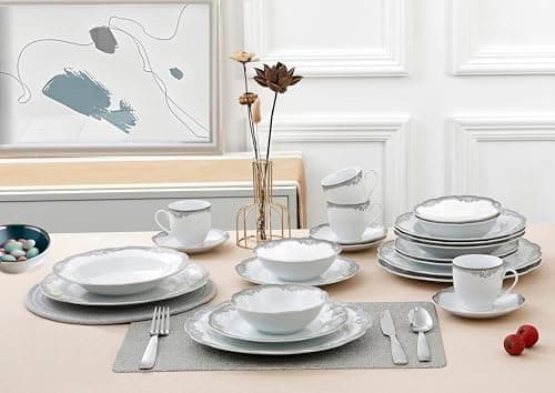 Elizabeth Silver Dinner Set by Lorren Home Trends