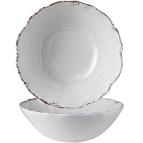 Vintage Cool Grey Melamine 9.25 Inch Bowls Set, 6 Piece Mealware — Rustic White