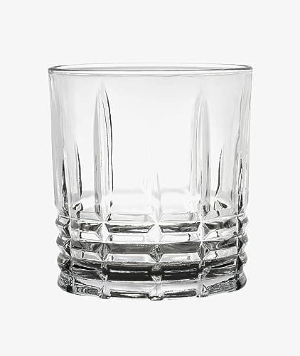 Set of 6 Textured Cut Glass 11oz Drinking Glasses for Home, Tall - for Lorren Home Trends