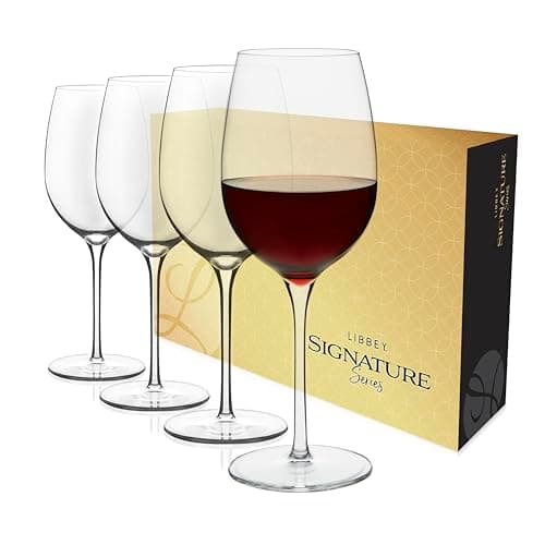 Libbey Signature Kentfield Curvature Wine Glass Set, Red & White, 4-Piece Gift Set