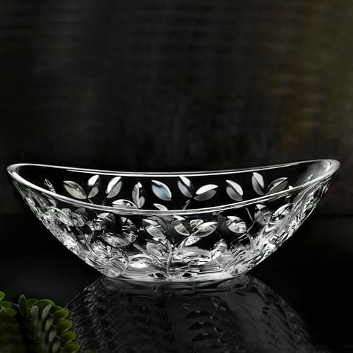 Lorren Home Trends Laurus 13.5" Crystal Oval Kitchen Bowl