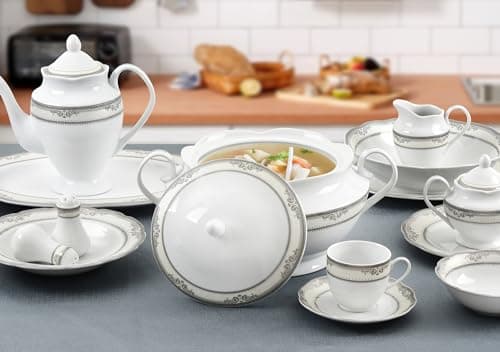 Lorren Home Trends 4.25 Qt Porcelain Souptureen with Lid Victoria