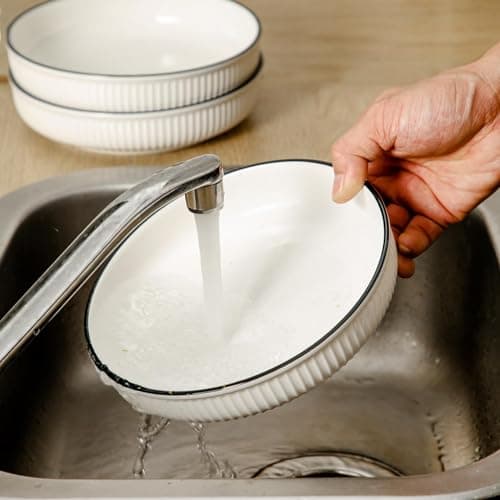 White 8" Ceramic Pasta Bowl Set of 4, 30 Ounces