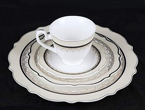 Lorren Home Trends Dalilah Dinnerware Set, Navy