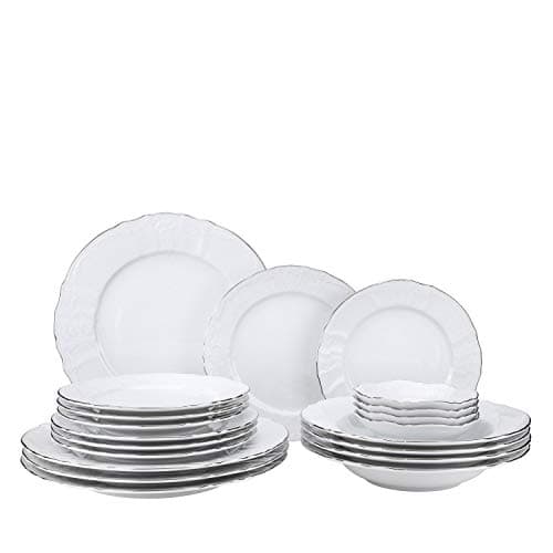 24K Gold Scalloped Luxury Dinnerware Set for 4 Diners — Bernadette wht.