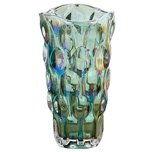 Colorful Green Crystal Clear Glass Vase for Tall Home Centerpieces