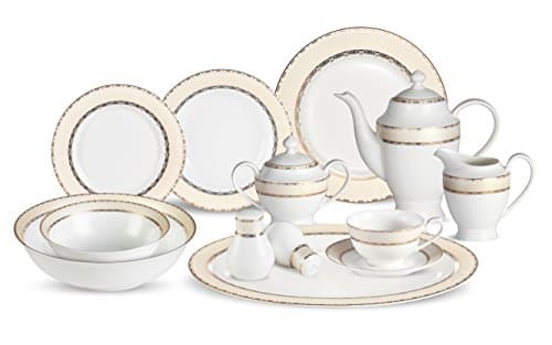 Elegant Lorenzo 57-Piece Gold Bone China Dinner Service for 8