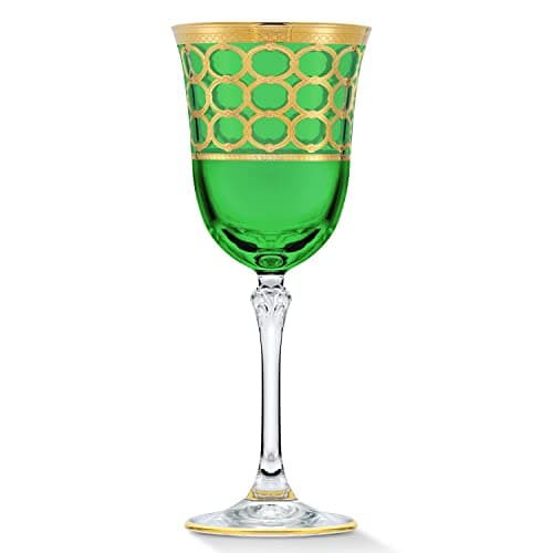 Lorren Home Trends Multicolor Gold-Ringed White Wine Goblets, Set of 4