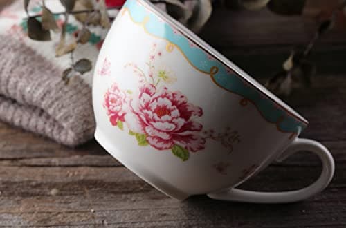 Jusalpha Vintage Rose China Tea Cup/Coffee Set, 7 Oz, Ideal for Afternoon Tea, Gift for Women TCS29