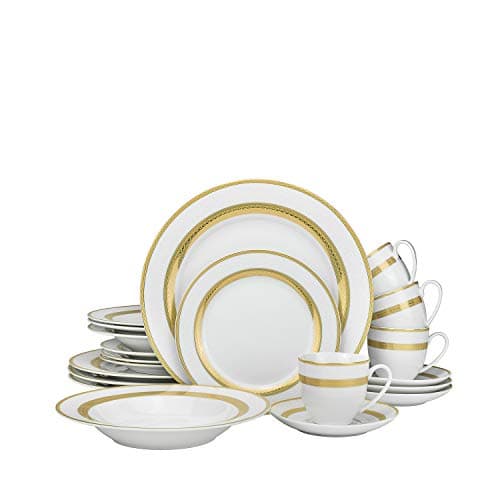 24K Gold Scalloped Luxury Dinnerware Set for 4 Diners — 093