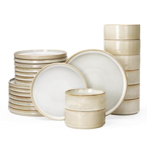 Famiware Cappuccino White Star Dinnerware Set, 12 Piece Chip-Resistant Kitchen Ware — Cappuccino White
