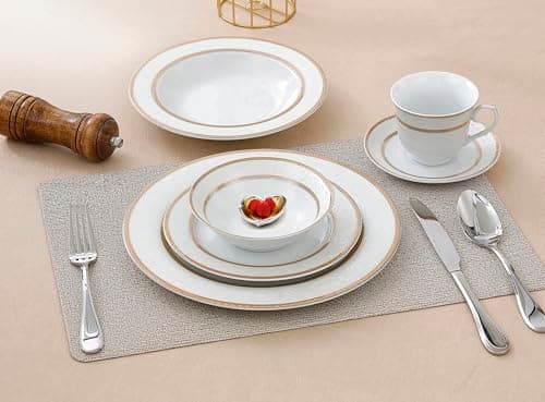 Amelia Gold Dinner Set by Lorren Home Trends