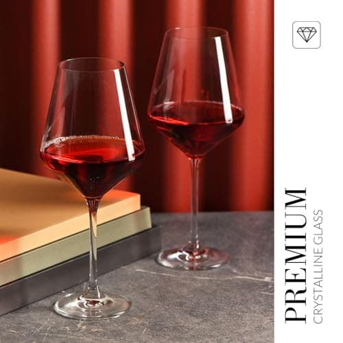 Krosno Classic Red Wine Glasses Set of 6, 16.6 oz, Crystal Thin Rim Long Stem Unique