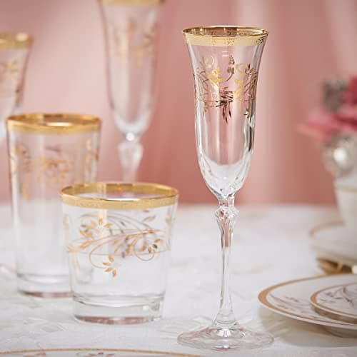 Lorren Home Trends Rosalia Flower Flute, Set of 4