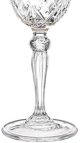 Lorren Home Trends Siena Collection Crystal White Wine Glass, Gold Band, Set of 4, 6 fl oz