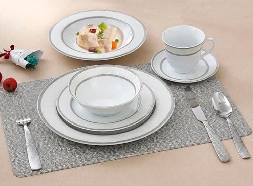 Lorren Home Trends Sirena Dinner Set, Silver