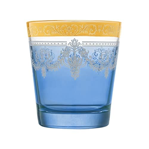 Lorren Home Trends Double Old Fashion Set of 6 Multicolor Gold Band
