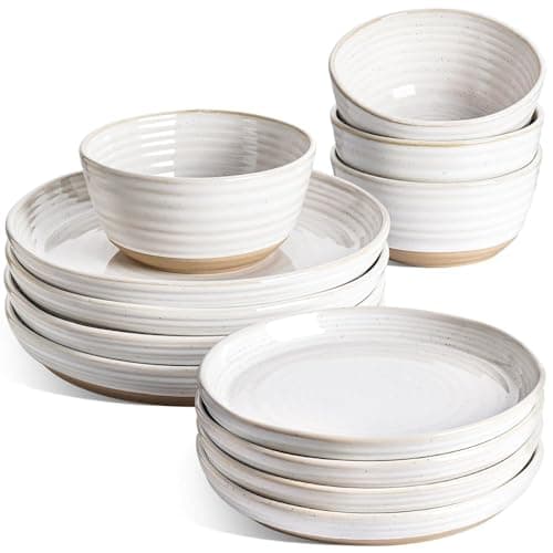 LE TAUCI Arctic White Dinnerware Set, 12 PCS, Oven Safe (4x 10" Plate, 4x 8" Salad, 4x 28 oz Bowl)