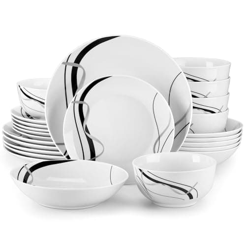 VEWEET Pink Floral Porcelain Dinnerware Set for 4, 12 Pieces Annabelle Series — FIONA