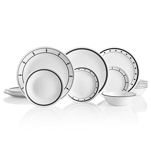 Corelle Vitrelle Timber Shadows 18-Piece Service for 6 Dinnerware Set — Black/White