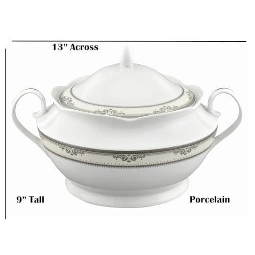 Lorren Home Trends 4.25 Qt Porcelain Souptureen with Lid Victoria