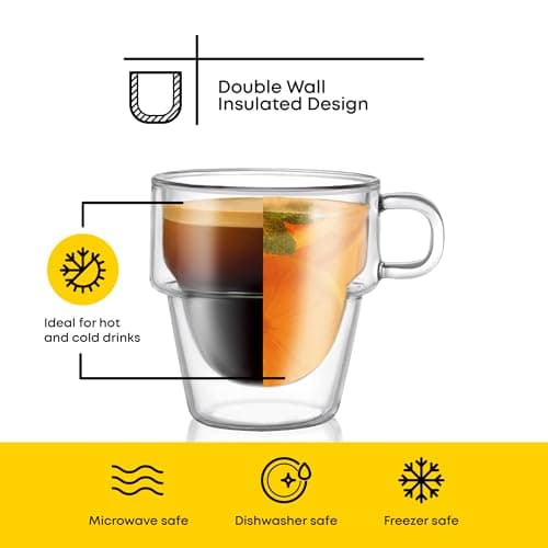 JoyJolt Stoiva 5 oz. Insulated Espresso Cups – Set of 4