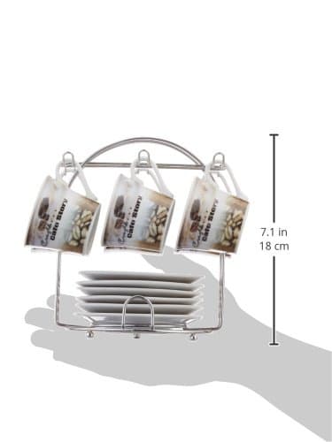 Lorren Home Trends Porcelain Espresso Coffee Cups, Brown Design, 13-Piece
