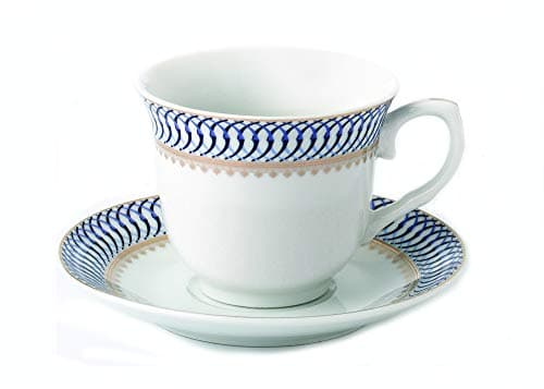 Refined and simplified title: Lorren Home Trends Sapphire 4-Piece Cup and Saucer Set, Blue
