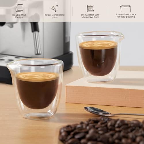 Espresso Shot Cups Set - 2-Pack, Double Wall, 2.7oz, Clear Glass Gift Set