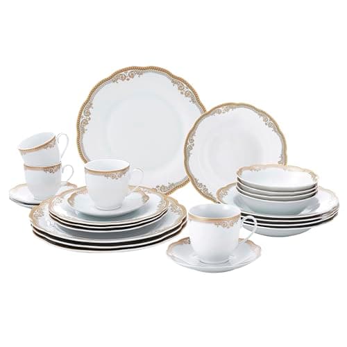 Lorren Home Trends Catherine Gold Porcelain Dinnerware Set for Elegant Dinnertime Gatherings
| Lorren Home Trends Catherine 24 Piece Gold Porcelain Dinnerware Set for Casual & Formal Occasions
| Lorren Home Trends Catherine 24 Piece Gold Porcelain D