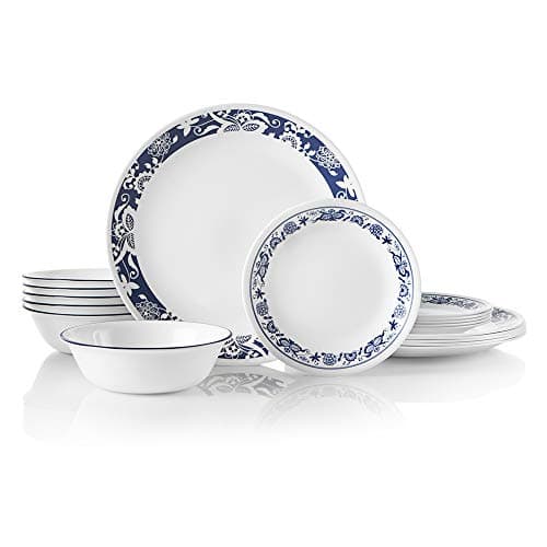 Corelle Vitrelle Portofino 18-Piece Dinnerware Set, Triple Layer Glass — True Blue