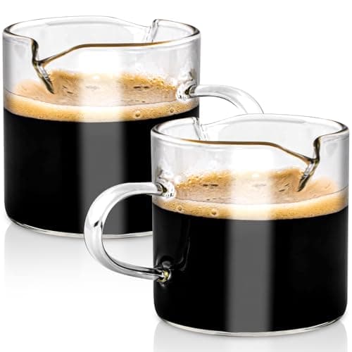 Espresso Cups, 4 Oz Double Spout with Handle, Clear Mugs