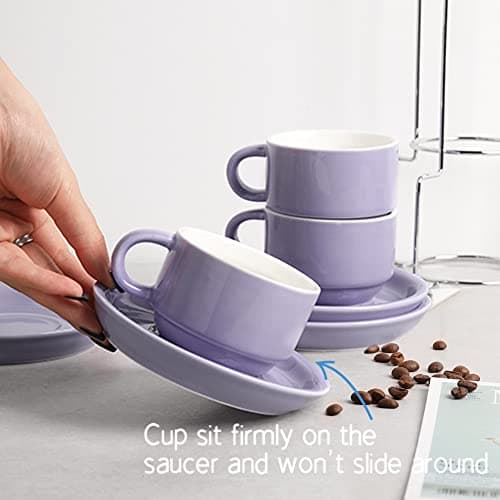 Sweejar Fog Blue Espresso Cups with Saucers - Set of 4