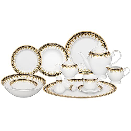 Lorren Home Trends 57-Piece Porcelain Dinnerware Set for 8, Alina-GD — Iris