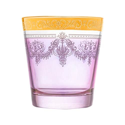 Lorren Home Trends Double Old Fashion Set of 6 Multicolor Gold Band