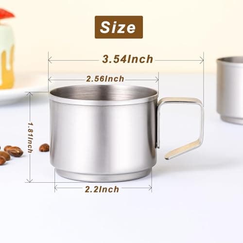 4Pcs 18/8 Stainless Steel Espresso & Expresso Shots Cups Set