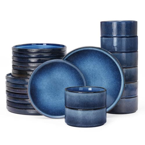 Famiware Cappuccino White Star Dinnerware Set, 12 Piece Chip-Resistant Kitchen Ware — Nebulas Blue