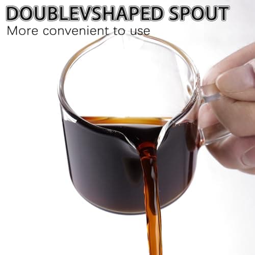 2 Pack Clear Glass Espresso Cups & Spouts, 4 oz Handle Included