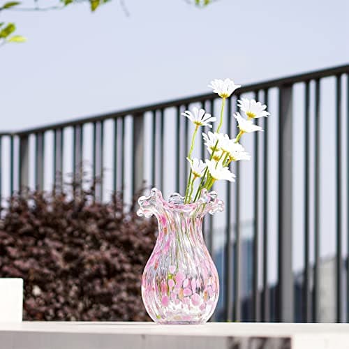 Handblown Glass Vase, Modern Flower Vase for Home Decor