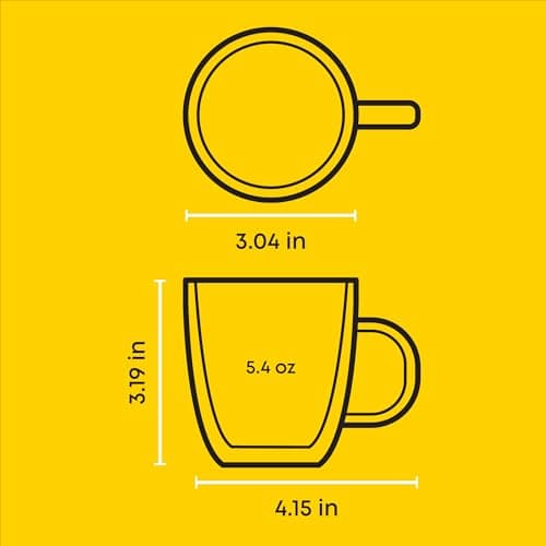 JoyJolt Savor Double Wall Insulated Espresso Mugs (Set of 2) - 5.4-Ounces