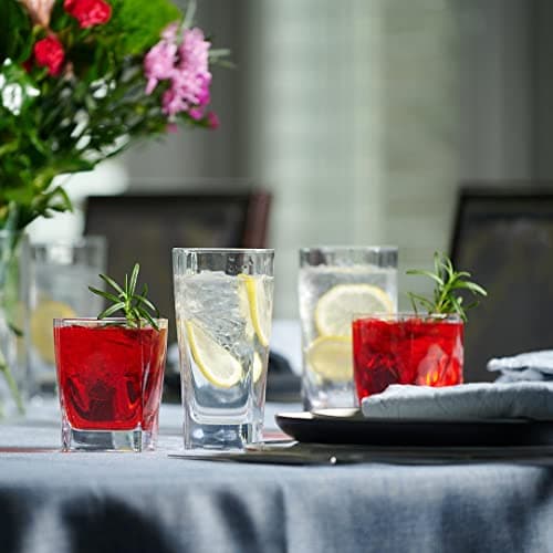 Collins Everyday Drinking Glass Set - 16 Pieces Highball & Old Fashioned for Cocktails & More