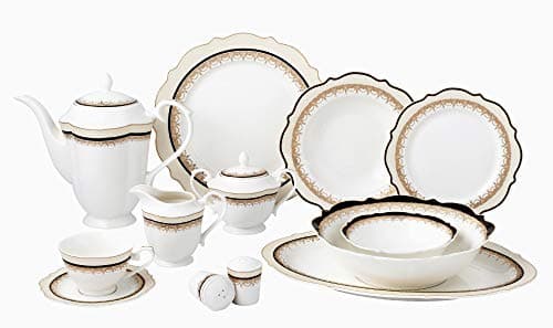 Lorren Home Trends Dalilah Dinnerware Set, Navy