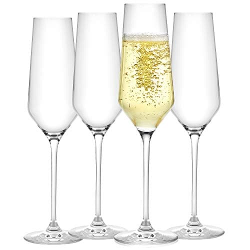 Elegant Crystal Champagne Glasses Set of 4 – Perfect for Home Bar and Special Occasions - 6.7 Ounce Capacity