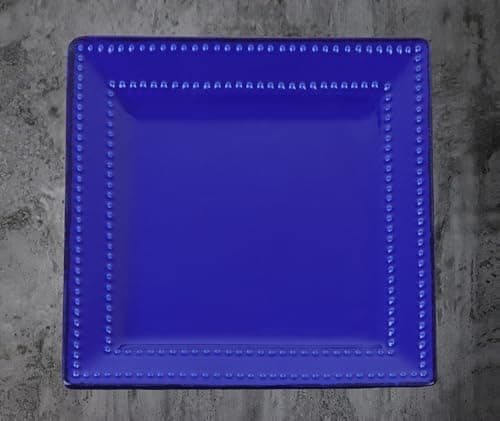 Square Beaded Stoneware Dinnerware Set, 16 Pieces, Blue