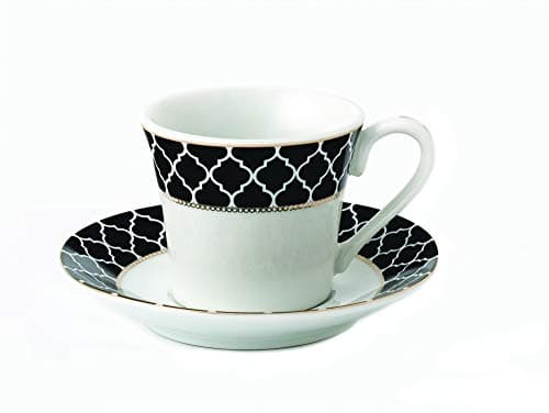 Domino-6 Cups and Saucers Set in Black