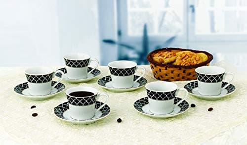 Domino-6 Cups and Saucers Set in Black