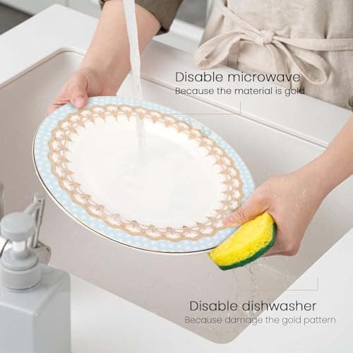 Crown Series 16PC Fine Bone China Dinnerware Set with Gold Plating