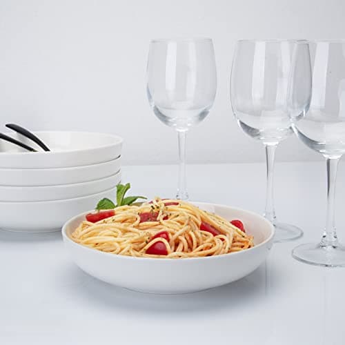 6 Pack Ceramic Pasta Bowls Set White Dishwasher Safe Salad Bowls
