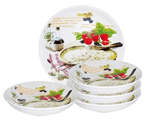 Colorful Mamma Mia Design: Lorren Home Trends 5-Piece Porcelain Pasta Set for Everyone